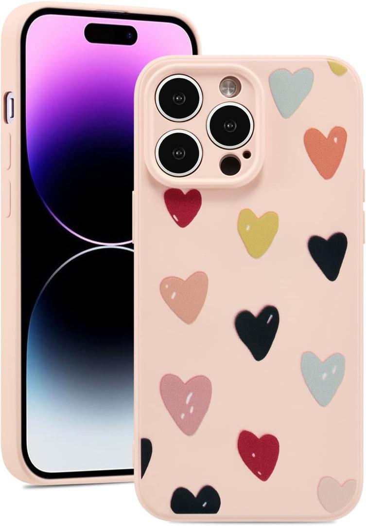 ZTOFERA Soft Case for iPhone 12 Pro Max, 6.7-Inch, Silicone Shockproof Protective Bumper Cute Hearts Pattern Girls Women Back Case Cover Compatible with iPhone 12 Pro Max, Pink