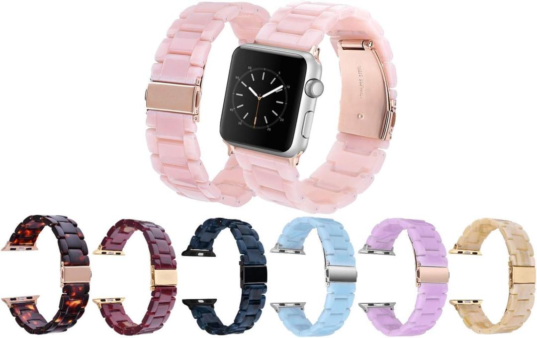 Resin Band Bracelet for Apple Watch Series 7/6/SE/5/4/3/2/1 (Pink, 42mm/44mm)