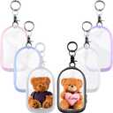 Harloon 6 Pcs Clear Figure Display Bags with Keychain for Doll 3.94 x 2.56 Inch Small Zipper Clear Pouch Keychain Display Case Portable Hanging Blind Bags Doll Storage Box Gift for Friend(Door Shape)