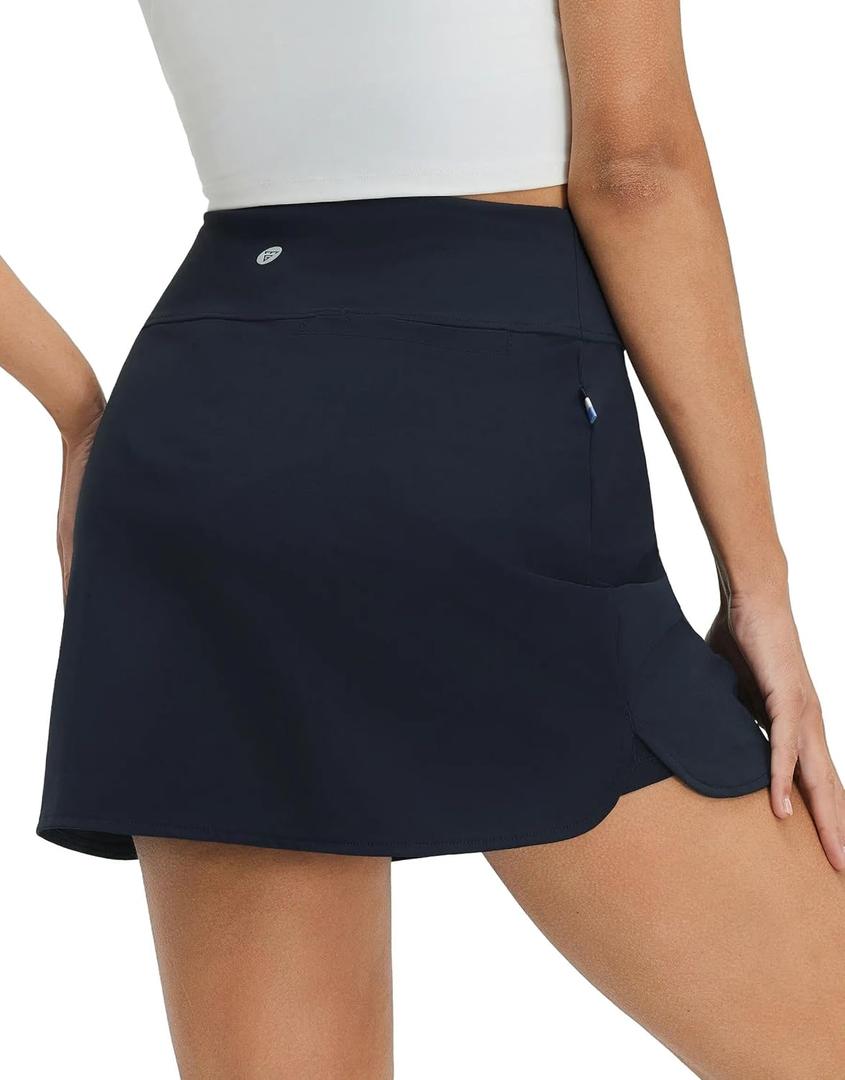 M MAELREG Womens Tennis Skirt High Waisted Athletic Mini Lined A Line Skort with 3 Pockets Nylon Stretchy Workout Golf Skirt (Blue, M)