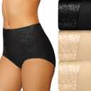 Bali Women's Underwear Pack, Double Support Stretch Brief Panties, Moisture-Wicking Underwear for Women, 3-Pack (10, Soft Taupe/Black/Soft Taupe)