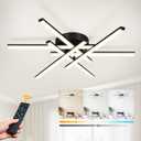 Modern LED Ceiling Light Fixture, Dimmable Bedroom Lights for Ceiling with Remote Control Black Flush Mount LED Chandelier, 3-Color Ceiling Lights for Living Room Kitchen Hallway Dining Room