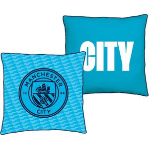 Manchester City FC Official Blue Cushion, Super Soft Reversible 2 Sided, Soccer Club Crest Design, Perfect for Any Bedroom, Sofa or on The Bed 16 x 16 INCHES (Square)