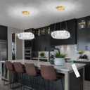 HAIXIANG LED Ring Chandelier Modern Pendant Lights for Kitchen Island Dining Room Remote Dimmable Hanging Light Entryway Bedroom Crystal Lighting Gold Chandeliers (1 Ring, 7.8")