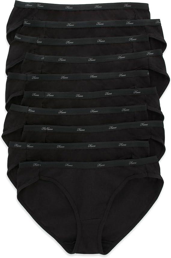 Hanes womens Cotton Brief Underwear, 10 Pack  Brief Black, 6 US