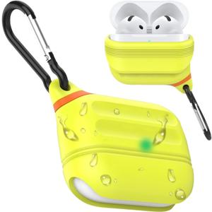 for Airpods 4 Case Silicone Compatible with Apple Airpods 4 | Waterproof Protection | Glow | for USB-C/Wireless | Anti-Lost | One Piece | Night Glow Yellow