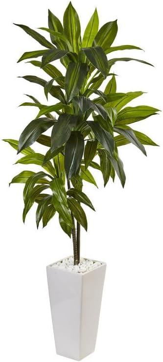 3ft Dracaena Artificial Plant - 36" H x 26" W x 26" D, Real Touch Leaves in White Planter, Ideal for Tight Spaces, Low Maintenance