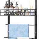 SWTYMIKI SWTYMIKI Over The Door Towel Racks for Bathroom - 5-Tier Wall Mounted Bathroom Towel Storage Organizer Holder with Metal Shelf (3 Tier-Black)