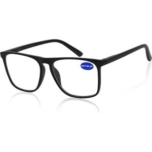 MARE AZZURO Blue Light Blocking Reading Glasses Men Large Square Computer Readers 0 1.00 1.25 1.50 1.75 2.00 2.25 2.50 2.75 3.00 3.50 4.00 5.00 6.00 (Black 225)