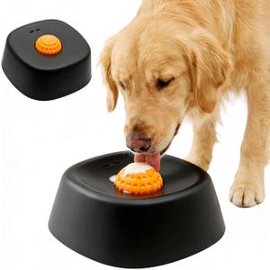 Slow Feeder Dog Bowl for Liquid Treat: Rolling Ball-in Dog Lick Bowl, Anti-Slip Slow Feeding Bowl, Easy Clean Puppy Lick Toy for Bone Broth Yogurt & Post-op Nutrition (Black)