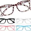 CCVOO 5 Pack Reading Glasses Blue Light Blocking Women/Men, Anti UV Ray/Glare Readers Fashion Eyeglasses with Spring Hinge (B4 Mix,1.00)