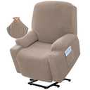 KPPKOU High Stretch Recliner Slipcover with Side Pocket Electric Power Lift Recliner Chair Cover,Soft Jacquard Fabric Fitted Standard Large Power Lift Recliner (Khaki)