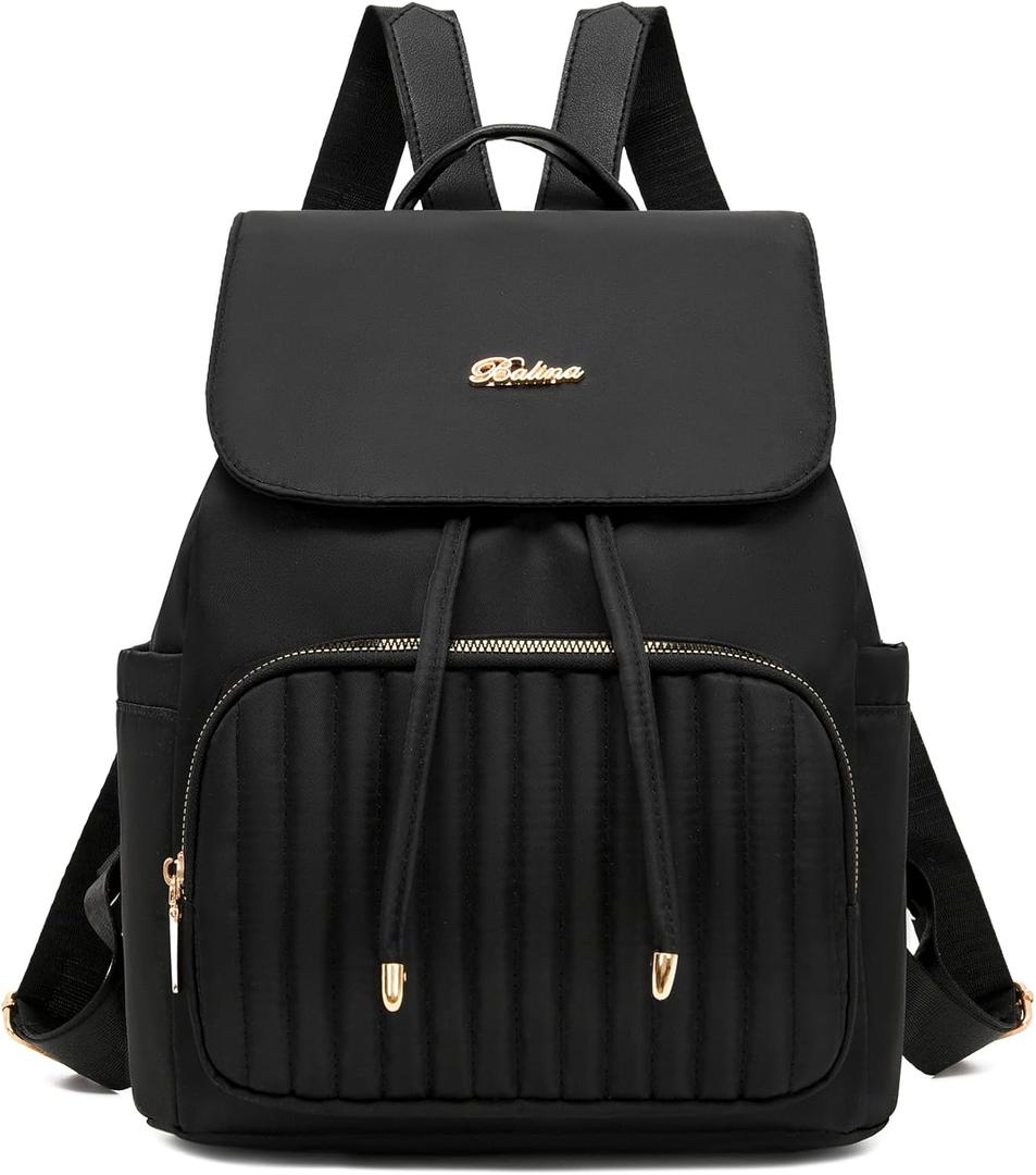 Mini Backpack Purse for Women, Small Nylon Backpacks Purse Ladies Backpacks Women Cute Mini Travel Daily College Bag (Black)