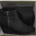 DREAM PAIRS Women's Suede Low Wedges Ankle Boots (9.5, Double/Black/Suede)