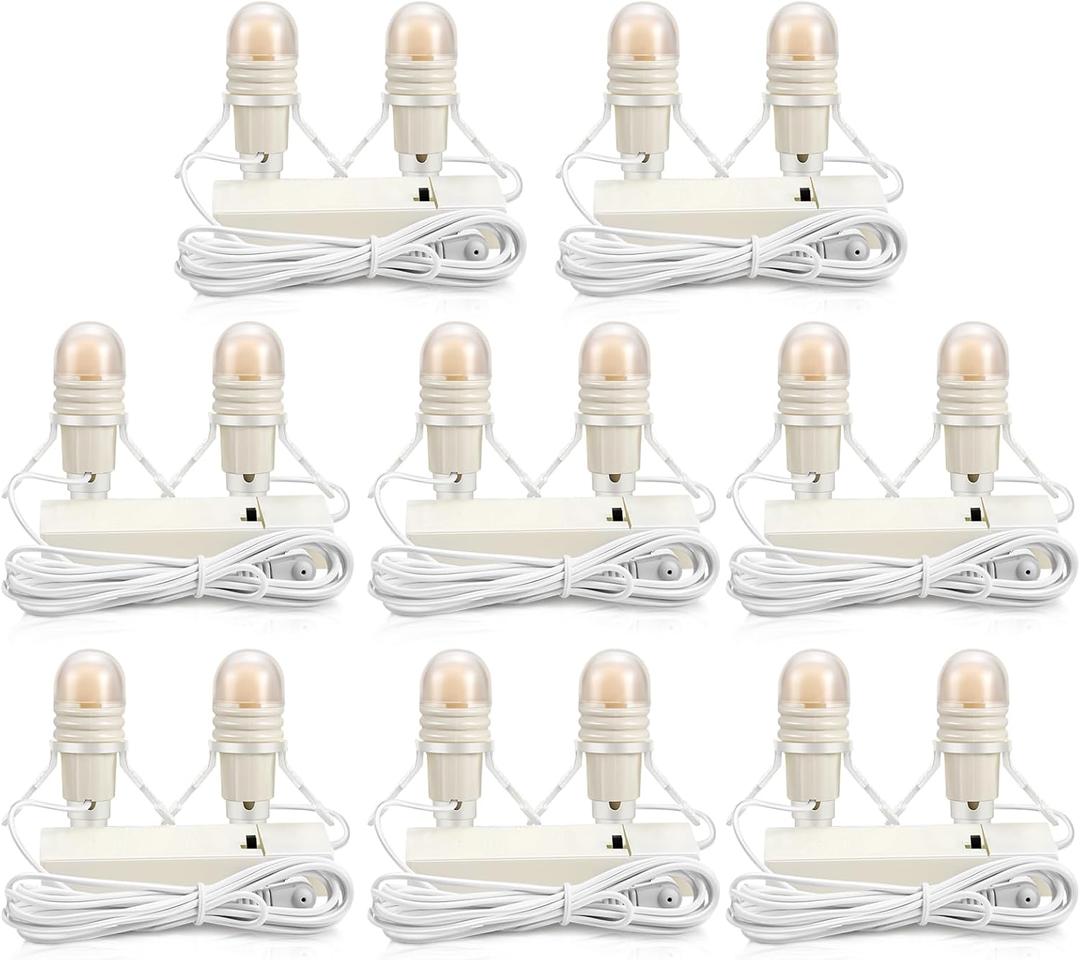 Roowest 8 Pack Accessory Cord with 2 LED Light Bulbs 6 Ft Warm Light Accessories for Halloween Christmas Village House Decorations Indoor DIY Crafts Salt Lamp Pumpkin Lights Decors