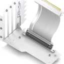 EZDIY-FAB Vertical GPU Mount with High-Speed PCIE 4.0 Riser Cable, Shield Series, 115mm/4.52in Flexible Extension, 90 Degree Connector, Only Compatible to Full-Opened PCIe Slots-White-YIHPI344-1