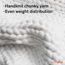 YnM Velvet Weighted Blanket, Handmade Chunky Knitted Design, Soft and Cozy, Temperature Regulating and Breathable, Machine Washable Throw for Sleep or Home Decor (White, 80x87 Inch, 25lbs)