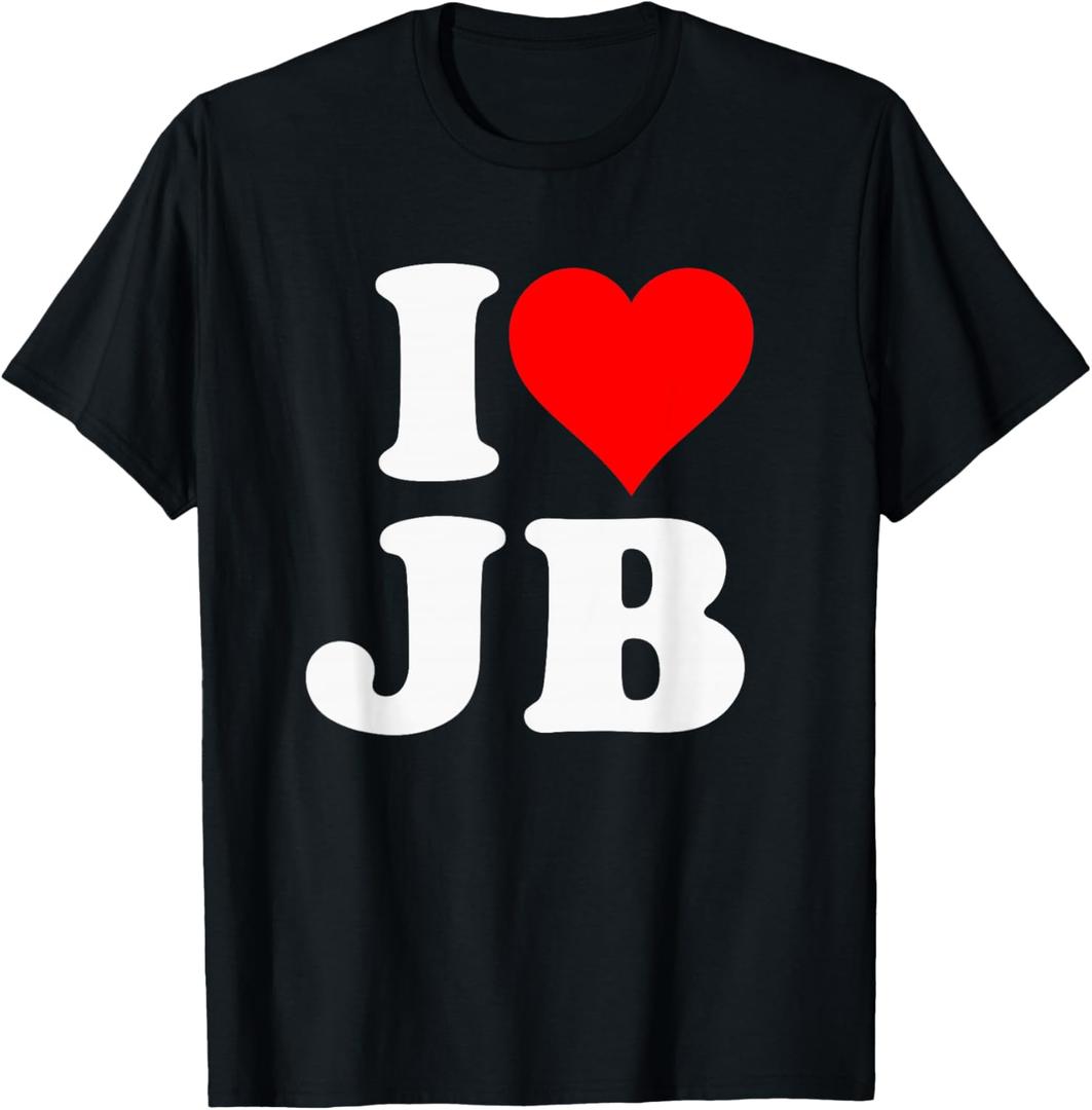 I Love JB Heart Gift T-Shirt, Size Medium