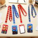 Liliaafar 4 Pcs Hero Badge Reel Supplies Colored Hero and City Badge Holder Reel Lanyard ID Card Holder with Lanyard for Students Teachers Nurses Office Workers