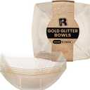 R-kay 6 Pack Plastic Serving Bowls - 64 OZ Gold Glitter Bowls - Salad Bowls Large Serving - Premium Heavy Duty For Weddings Catering And Birthday parties