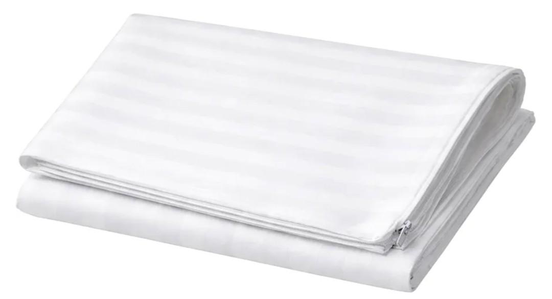 Continental Bedding 300 Thread Count 100% Cotton Pillow Protector Damask Stripe Zippered Cover, Standard, Queen, King, 1 Pack or 2 Pack