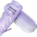 BAODINI Travel Mini Umbrella for Purse With Case Small Compact UV Sun Protection Sun Lightweight Tiny Pocket Umbrella for Women Girls and Men (Purple & Silver)