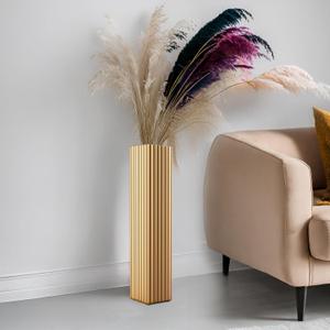 Tall Floor Vase 27.5 Inch Gold Resin Modern Elegant Vase for Entryway Fireplace Decor Lightweight Rectangle Skinny Narrow Centerpiece Sturdy