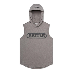 Battle Men's Sleeveless Light Action Hoodie Grey, Small 