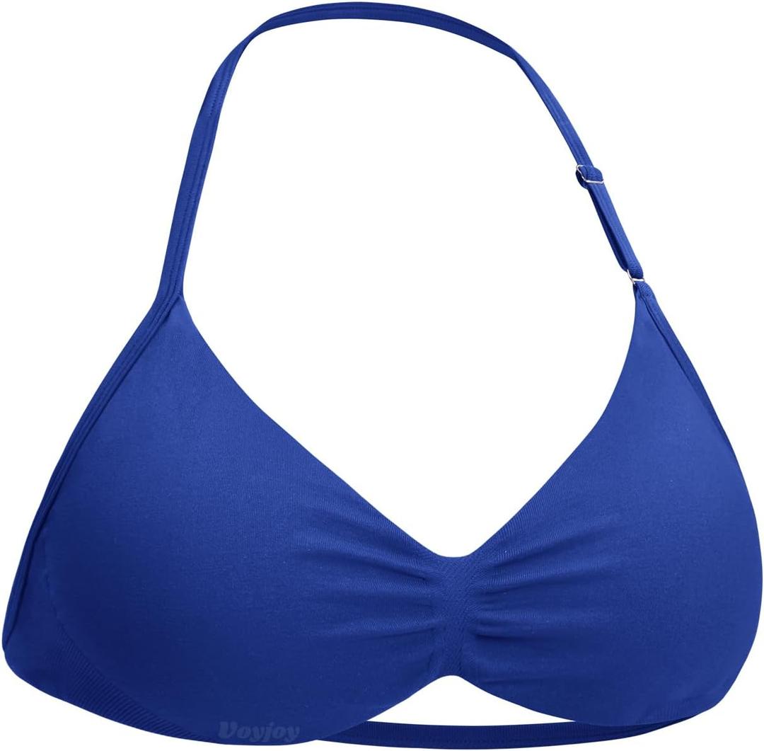 VOYJOY Impact Strappy Bra Sports Bras for Women Basic Crop Workout Sexy Tank Gym Yoga Bra (Blue, L)