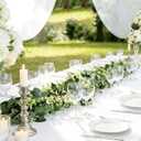 Tigeen Artificial Eucalyptus Garland Plant 6.5 FT Wedding Faux Leaves Greenery Garland Vines Hanging DIY Decoration for Home Party Table Runner Mantle Wall Decor(1 Pcs)