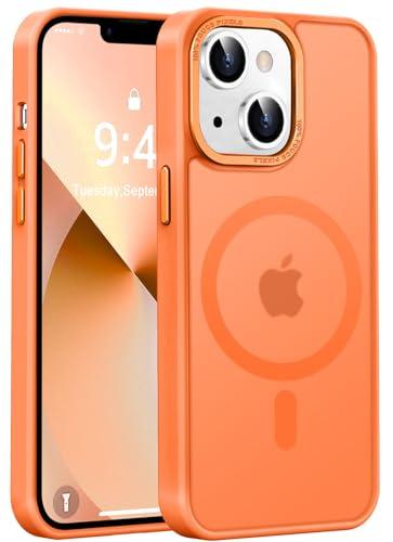 Newfuture Designed for iPhone 13 Case & iPhone 14 Case with Magnetic [13 FT Military Drop Protection] [Compatible with Magsafe] Slim Translucent Shockproof with Anti-Fingerprint Phone Case, Orange
