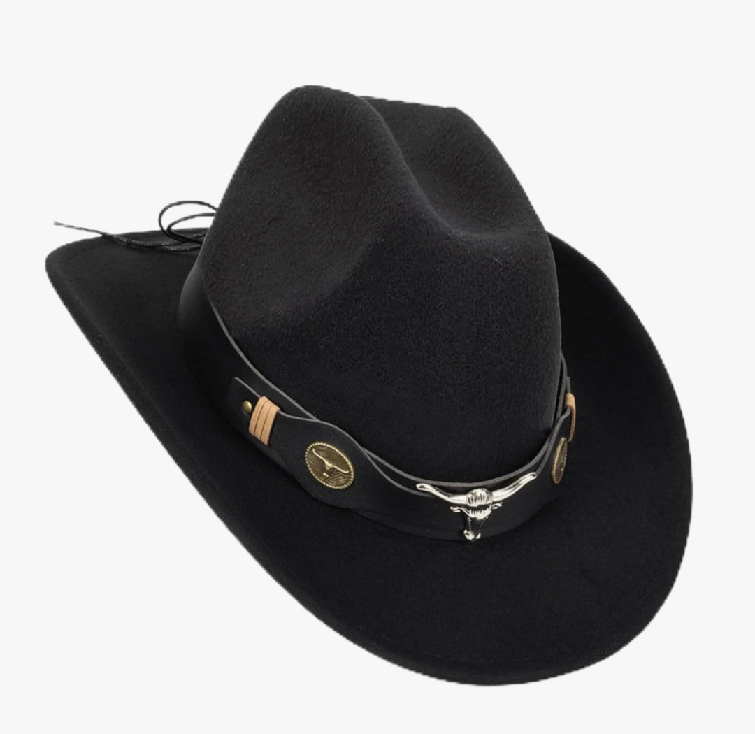Women Sparkly-Rhinestone Western-Cowgirl-Hat Glitter-Bling Cowboy-Hat Felt-Rodeo-Hat for Disco-Party Medium/Large