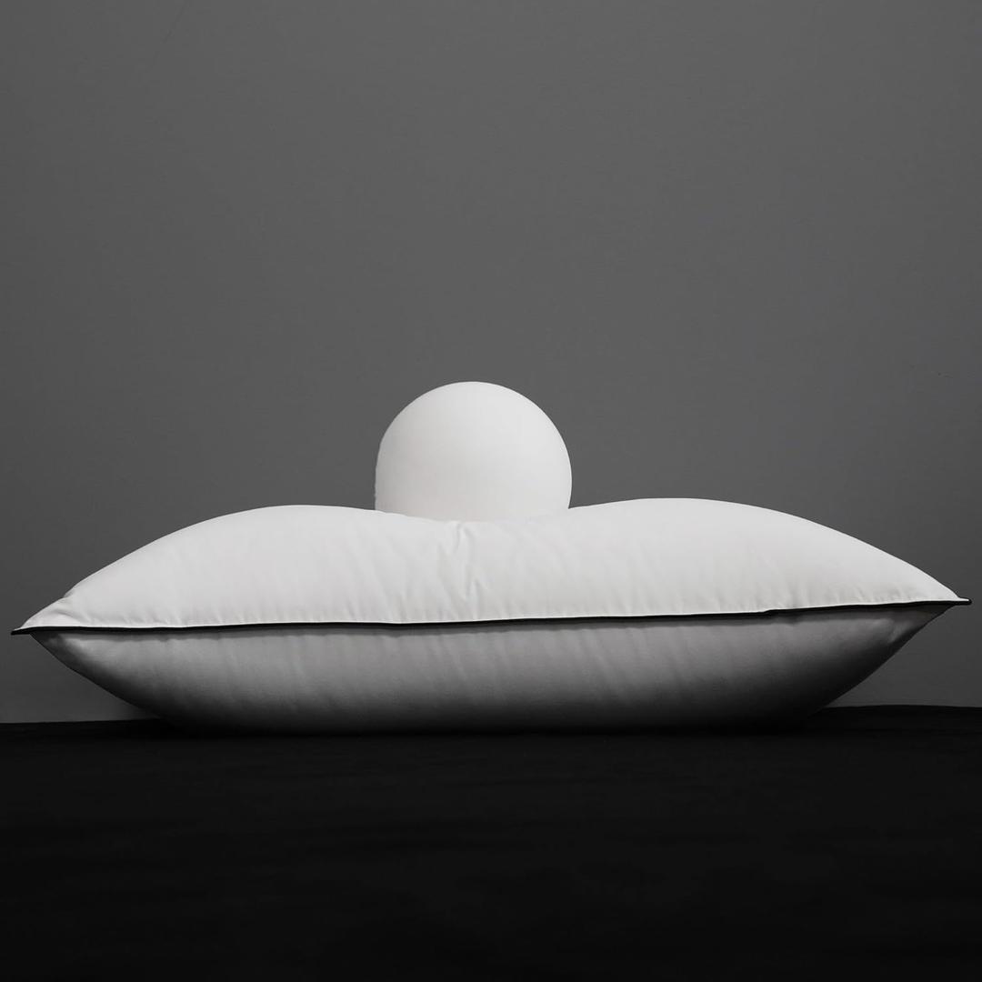 Down Fiber Pillows King Size, Luxury Hotel Collection Soft Fluffy Bed Pillows for Side and Back Sleepers,Breathable Cotton Shell Cover, Gusseted Sleeping Pillows for Stomach Sleepers (King (Pack of 1), Ivory White)