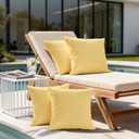 Amazon Basics 4-Piece Outdoor Decorative Throw Pillow Covers, Water Resistant All-Weather Pillow Protectors for The Garden, Patio, Balcony, Couch and Sofa, 18 x 18 Inches, Yellow