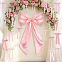 Large Pink Bow for Coquette Decor, 22Pcs 40x24 Inch Giant Satin Bow Set with 21 Small 3-Sizes Bows, DIY Photo Backdrop Wall Hanging Decor for Wedding Bridal Baby Shower Birthday Nursery Girls Room