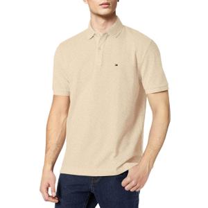 Tommy Hilfiger Men's Short Sleeve Cotton Pique Polo Shirt in Classic Fit (Large, Khaki Heather)