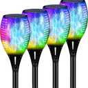 YoungPower Multi Color Halloween RGB Christmas Outdoor Solar Torch Lights, Flickering Flame Solar Garden Lights Decoration Waterproof Outside Yard Decor, 4 Pack