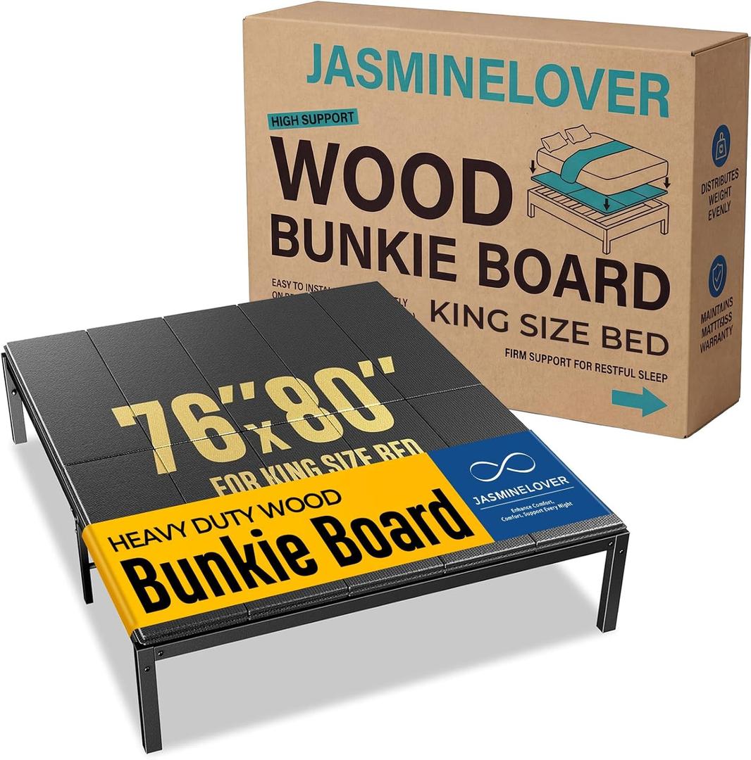 Bunkie Board King 76x80 Heavy-Duty Reinforced Wood Base for Under Mattress, King-Size