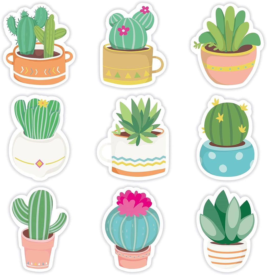 27 Pieces Cactus Sticky Notes Cacti Self-Stick Notes Sticky Memos Succulent Self-Adhesive Note Pads Set for Reminder Studying School Office Home Supplies, 9 Designs
