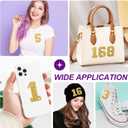 20Pcs Iron On Patches Rhinestone Numbers 0-9 Glitter Crystal Number Stickers Bling Rhinestone Numbers Iron On Alphabet Applique Patches for Clothing Jeans Shoes Hats Repair Decoration(Gold)