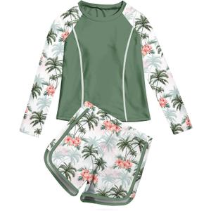 Girls Rash Guard Swimsuits 2 Piece Bathing Suit Size 10-12