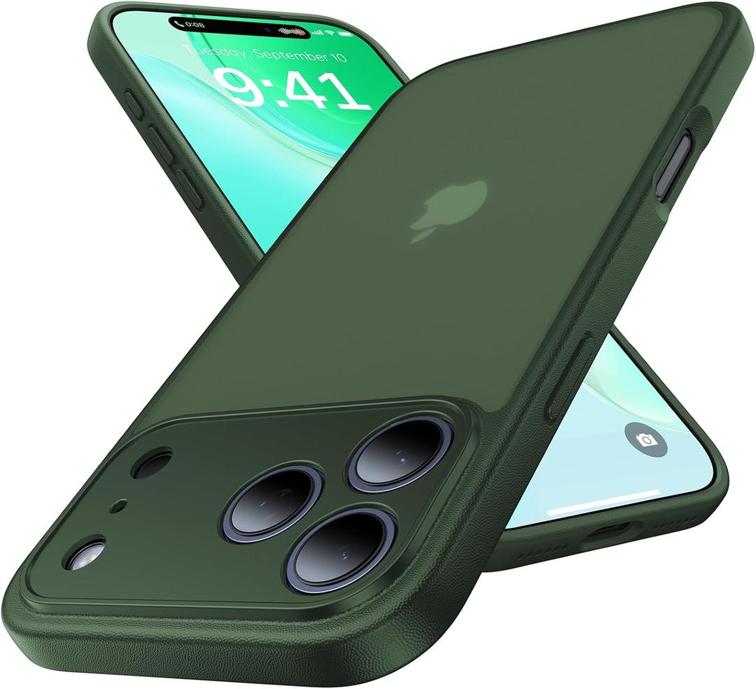 for iPhone 17 Pro Case, [Ribbed Non-Slip Sides] [Military-Grade Drop Protection] [Full Camera Protection] Anti-Yellow Soft-Touch Shockproof Slim Phone Case for iPhone 17 Pro, ForestGreen