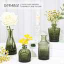 SUPMIND Glass Bud Vase Set of 5, Green Small Flower Vases for Centerpieces in Bulk, Mini Vintage Vase for Rustic Wedding, Home,Table Decoration