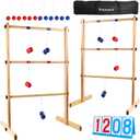 Ladder Ball Set with 2 Ladders 6 Bolas and Scoreboard Lawn Game Ladder Toss Outdoor Ladder Toss Game Set Wood Ladder Ball Set