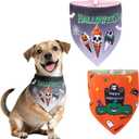 Halloween Dog Bandanas 2-Pack, Reversible Pet Costume Set with Pumpkin Scarf Bibs, Multi-Theme Patterns for Dogs, Cats, Puppies - Halloween Party Cosplay (Large