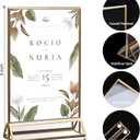 12 Pack Acrylic Sign Holder 4x6 Gold Frames, Wedding Table Number Holders Double Sided Vertical Clear Display Stand, Picture Holders for Tables, Menus, Flyers, Party and Office Decor