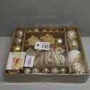 SHareconn 80ct Christmas Balls Ornaments Set, Shatterproof Plastic Colorful Xmas Decorative, Baubles for Tree Decorations with Hanging Strings, Deep Shallow Gold