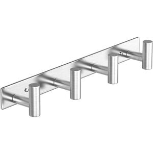 VAEHOLD 1PACK Hat and Coat Wall Mount Rack - 4 Hooks for Robes, Bags, Keys, and Towels - Bathroom Towel Hanger Organizer -Silvery