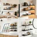 Easy Install Wall Shelves, 15.6 Inch Wall Mounted Wood Floating Wall Shelves, Set of 3, Small Wall Shelves for Storage and Wall Decor, Living Room, Kitchen, Office, Corner Shelf for Bathroom, Black
