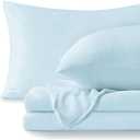 BEDELITE Flannel Sheets Queen Size Blue - Super Soft Fleece Sheets Set Fluffy Extra Plush, 4 Piece(Include Fitted Sheet, Flat Sheet, 2 Pillowcases) Blue